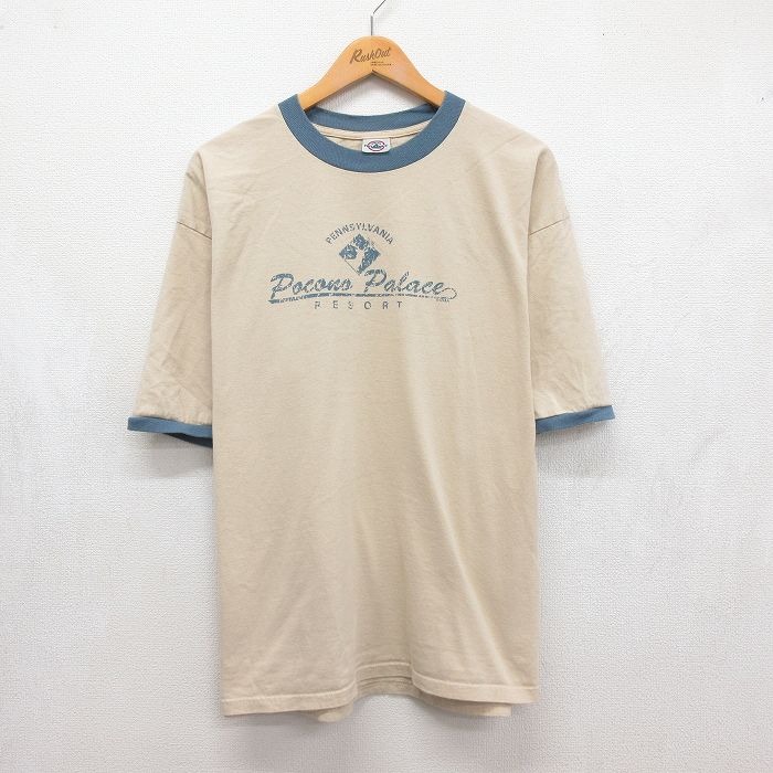 00s 半袖Tシャツ リゾート ベージュ メンズXL相当 | 古着
