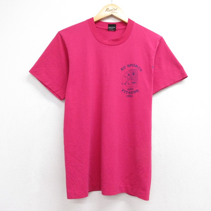 スクリーンスターズ 90s 半袖Tシャツ KU SPORTS ピンク メンズM相当 | 古着