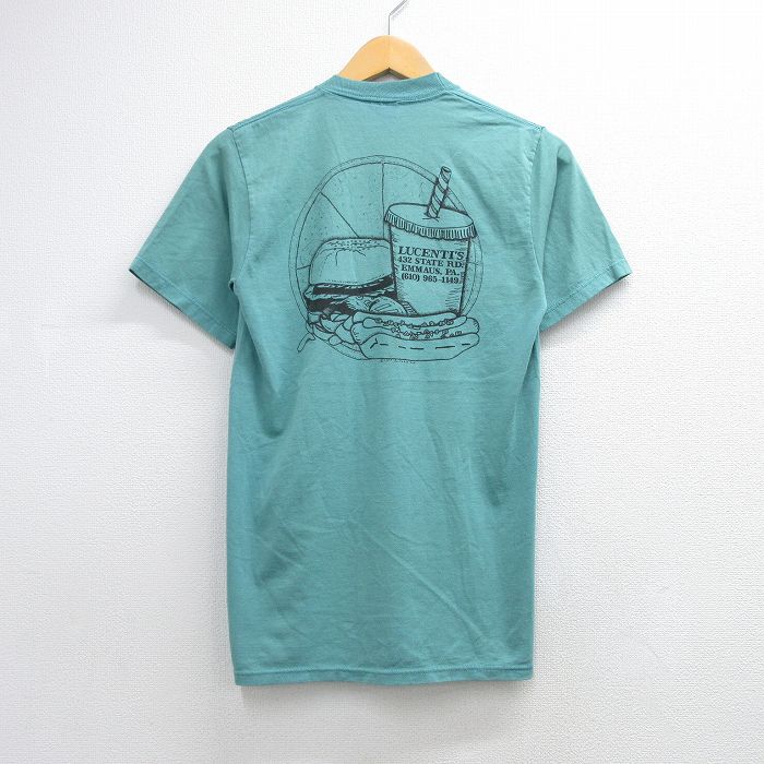 90s 半袖Tシャツ ハンバーガー グリーン メンズS相当 | 古着