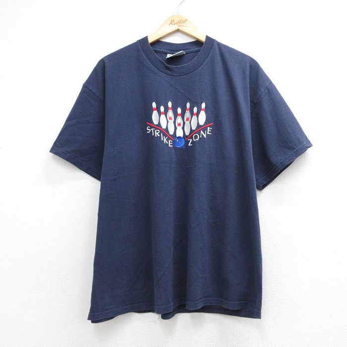 リー 00s 半袖Tシャツ ボウリング刺繍 ネイビー メンズXL相当 | 古着