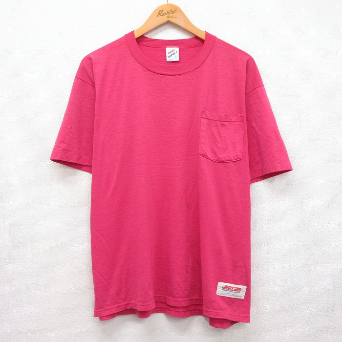 ジャージーズ 90s 半袖Tシャツ 胸ポケット付き ピンク メンズXL相当 | 古着