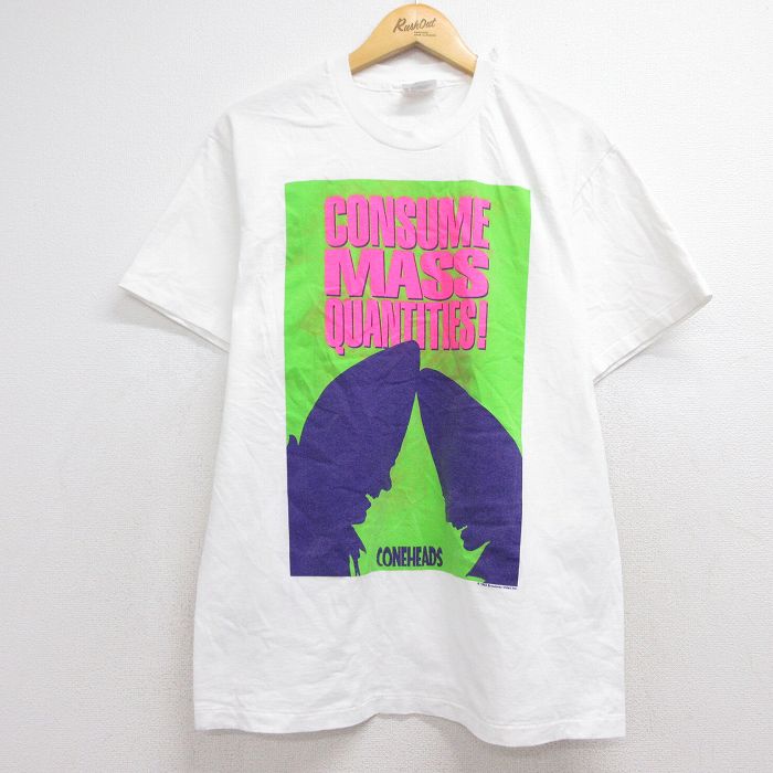 L★古着 ヘインズ 半袖 ビンテージ Tシャツ メンズ 90年代 90s 映画 コーンヘッズ コットン クルーネック ホワイト【spe】 26aug06