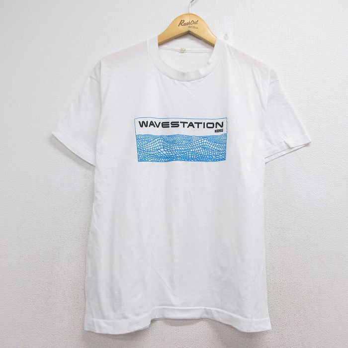 スクリーンスターズ 80s 半袖Tシャツ WAVESTATIONS ホワイト メンズL相当 | 古着