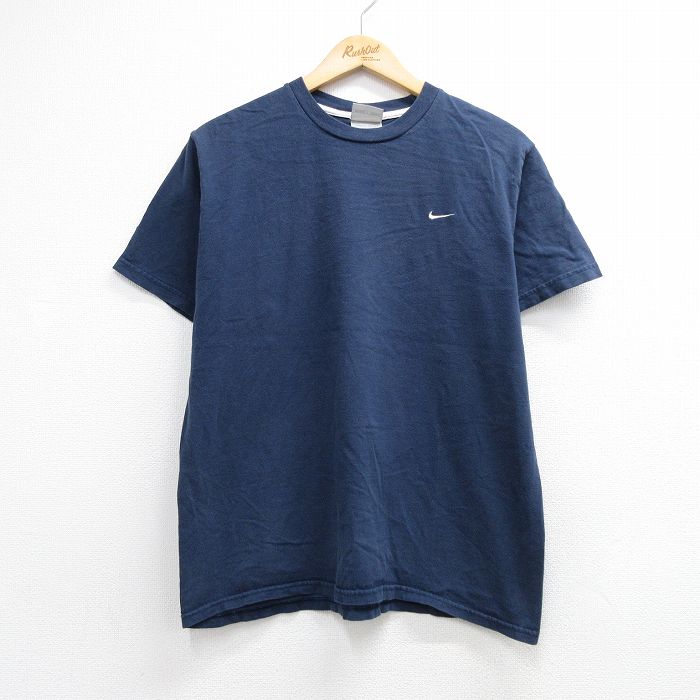 ナイキ 00s 半袖Tシャツ ワンポイントロゴ ネイビー メンズL相当 | 古着