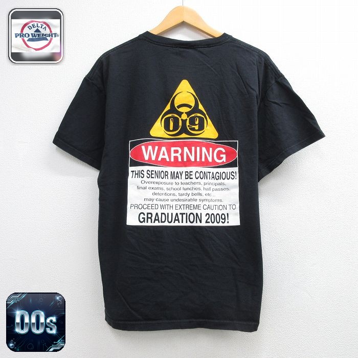 00s 半袖Tシャツ WARNING ブラック メンズL相当 | 古着