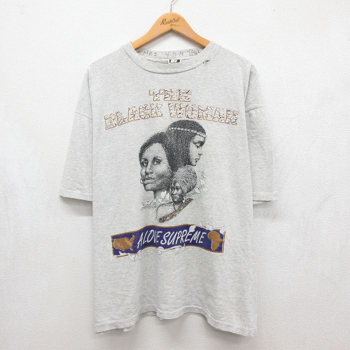 90s 半袖Tシャツ BLACK WOMAN 霜降りグレー メンズXL相当 | 古着