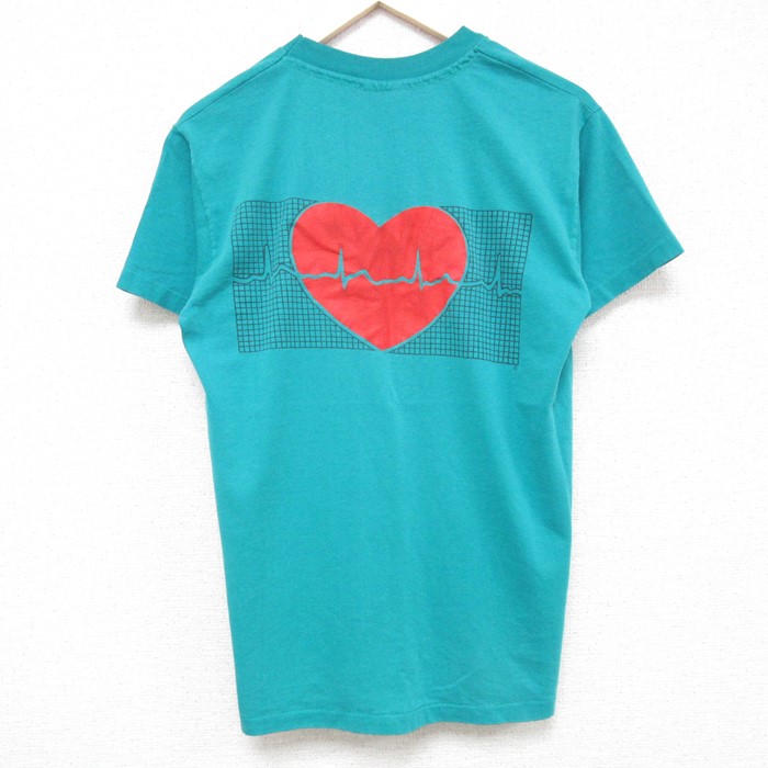 M★古着 ヘインズ Hanes 半袖 ビンテージ Tシャツ メンズ 00年代 00s HOSPITAL クルーネック 青緑 24feb03 中古
