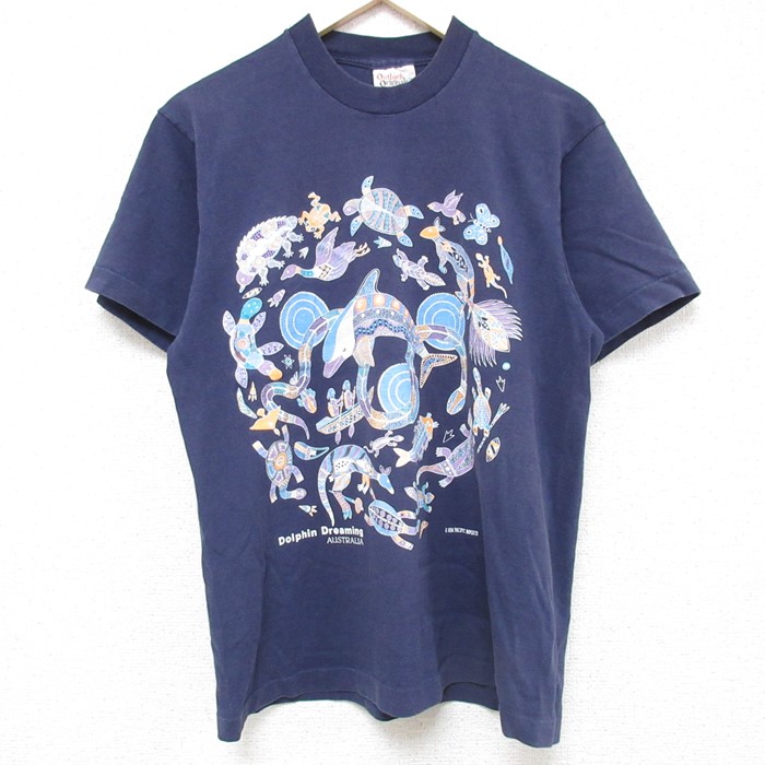 90s 半袖Tシャツ イルカ ネイビー M | 古着