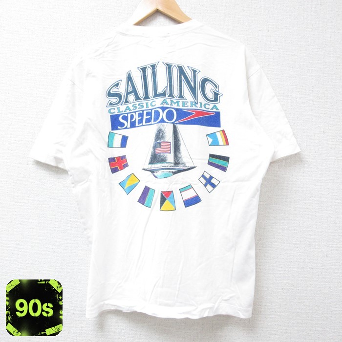 スピード 90s 半袖Tシャツ SAILING ホワイト メンズL相当 | 古着