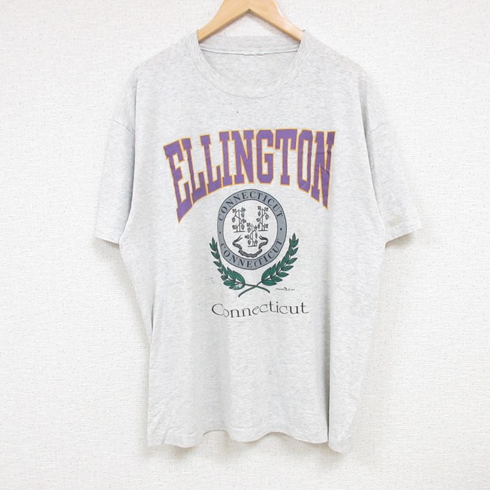 XL★古着 半袖 ビンテージ Tシャツ メンズ 90年代 90s ELLINGTON クルーネック グレー 霜降り 24jul26 中古
