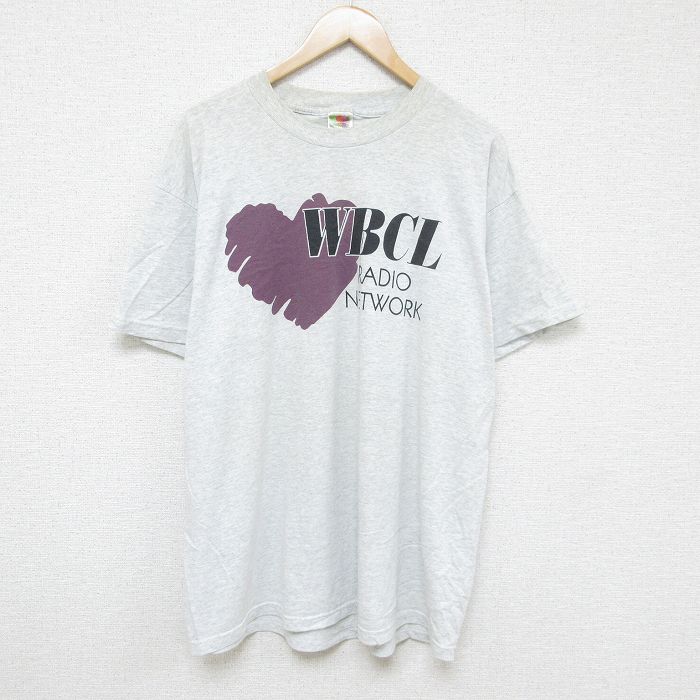 XL★古着 フルーツオブザルーム 半袖 ビンテージ Tシャツ メンズ 00年代 00s ラジオ局 WBCL 大きいサイズ クルーネック グレー 霜降り 24jul27 中古