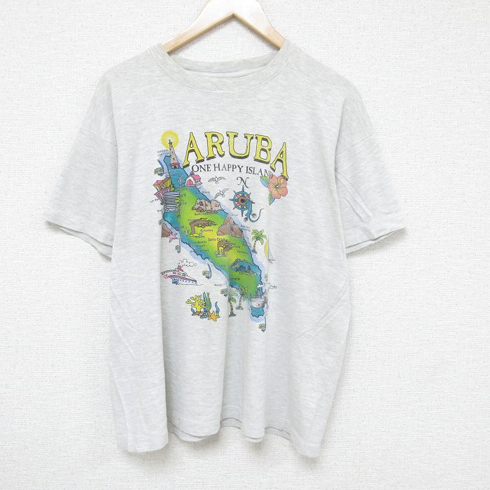 XL★古着 半袖 ビンテージ Tシャツ メンズ 00年代 00s アルバ 大きいサイズ コットン クルーネック グレー 霜降り 24jul27 中古