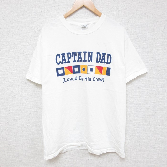 L★古着 半袖 ビンテージ Tシャツ メンズ 00年代 00s CAPTAIN DAD コットン クルーネック 白 ホワイト 24aug01 中古