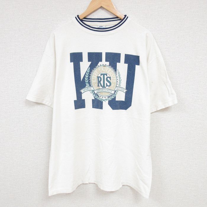 XL★古着 半袖 ビンテージ Tシャツ メンズ 90年代 90s RTS 大きいサイズ クルーネック USA製 白 ホワイト 24aug05 中古