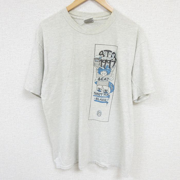 XL★古着 半袖 ビンテージ Tシャツ メンズ 90年代 90s 男性 ハイランド コットン クルーネック グレー 霜降り 24aug08 中古