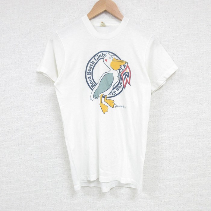 S★古着 スクリーンスターズ 半袖 ビンテージ Tシャツ メンズ 80年代 80s ペリカン クルーネック USA製 白 ホワイト 25apr23 中古