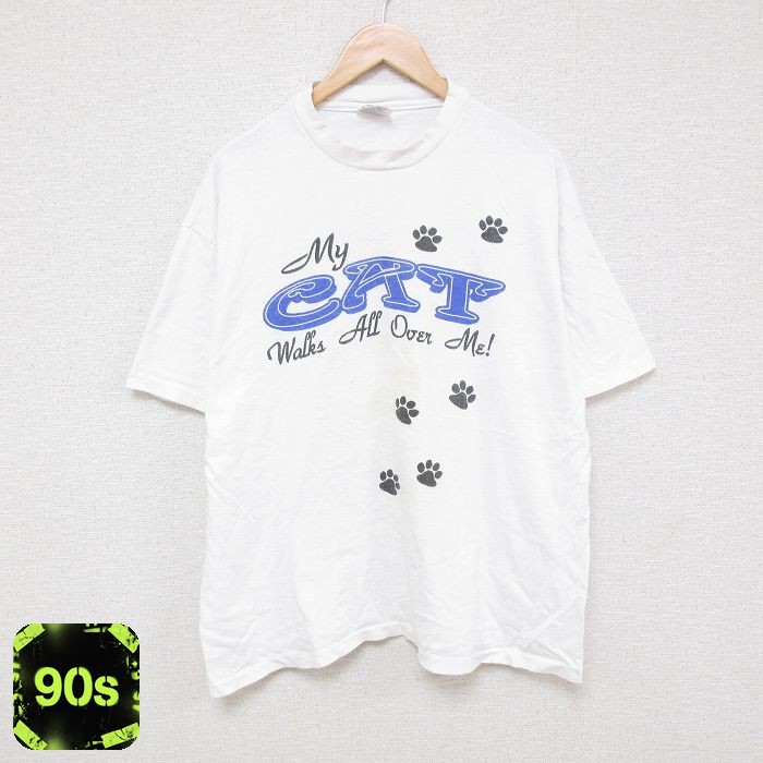 【50%OFF】ヘインズ 90s 半袖Tシャツ CAT ホワイト XL | 古着