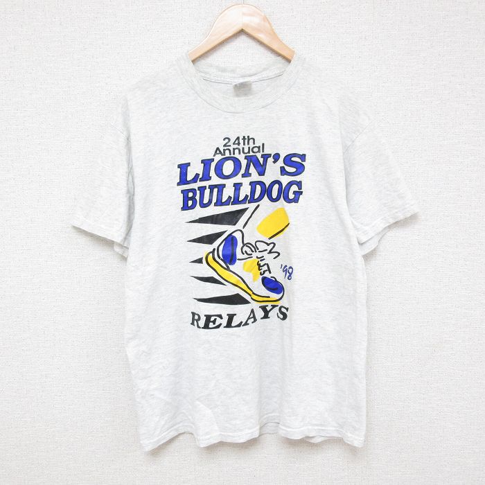 L★古着 半袖 ビンテージ Tシャツ メンズ 90年代 90s スニーカー コットン クルーネック 白 ホワイト 霜降り 25apr30 中古