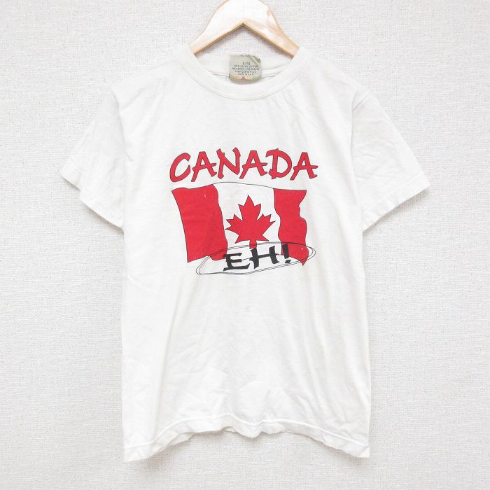 M★古着 半袖 ビンテージ Tシャツ メンズ 90年代 90s カナダ コットン クルーネック 白 ホワイト 25apr30 中古