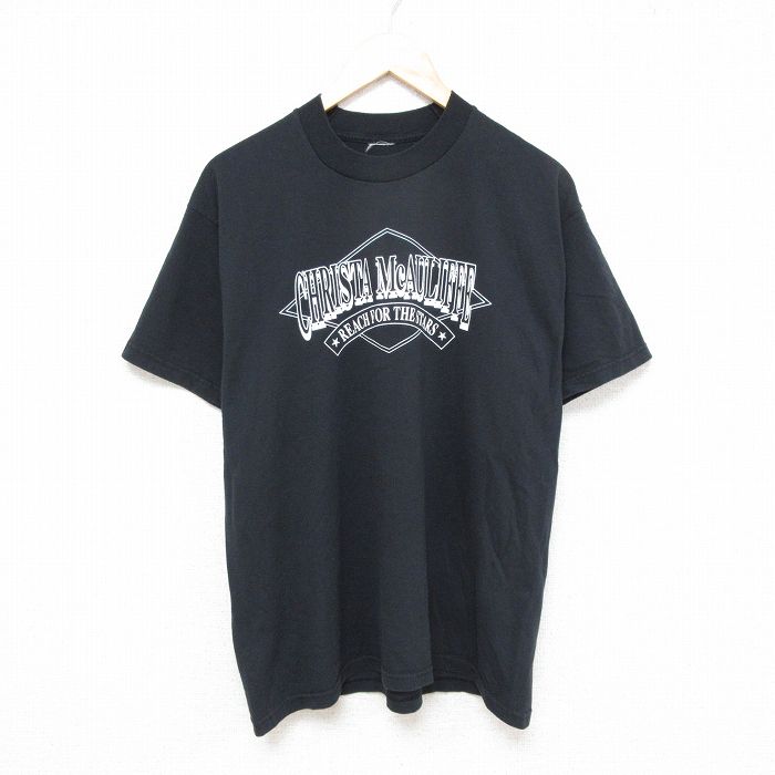 【50%OFF】L★古着 半袖 ビンテージ Tシャツ メンズ 90年代 90s クリスタマコーニフ クルーネック 黒 ブラック 25apr30 中古