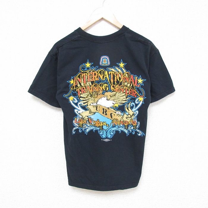 L★古着 半袖 ビンテージ Tシャツ メンズ 90年代 90s 鳥 胸ポケット付き コットン クルーネック USA製 黒 ブラック 25apr30 中古