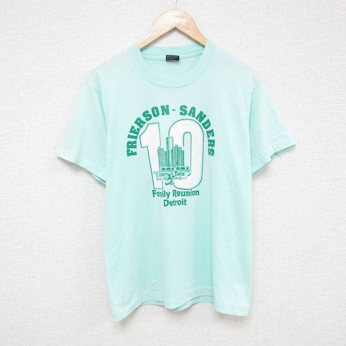 M★古着 スクリーンスターズ 半袖 ビンテージ Tシャツ メンズ 80年代 80s FRIERSON SANDERS 10 クルーネック USA製 薄緑 グリーン 25apr30 中古