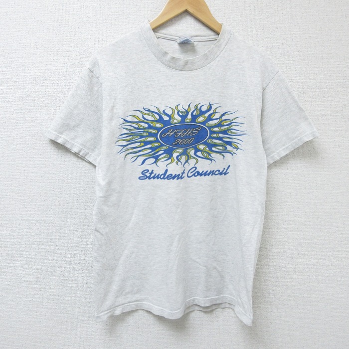 M★古着 ヘインズ Hanes 半袖 ビンテージ Tシャツ メンズ 00年代 00s HJHS クルーネック 薄グレー 霜降り 25apr23 中古