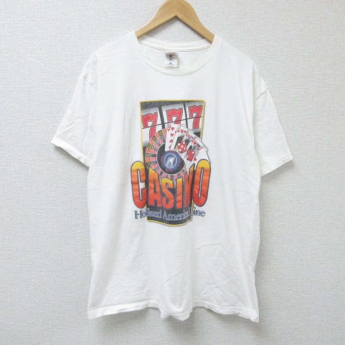 XL★古着 フルーツオブザルーム 半袖 ビンテージ Tシャツ メンズ 00年代 00s トランプ カジノ コットン クルーネック 白 ホワイト 25apr23 中古