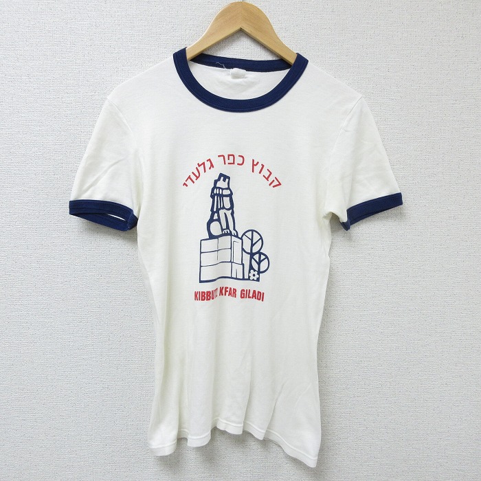 S★古着 半袖 ビンテージ Tシャツ メンズ 90年代 90s クファルギラディ クルーネック 白 ホワイト リンガー 25apr23 中古