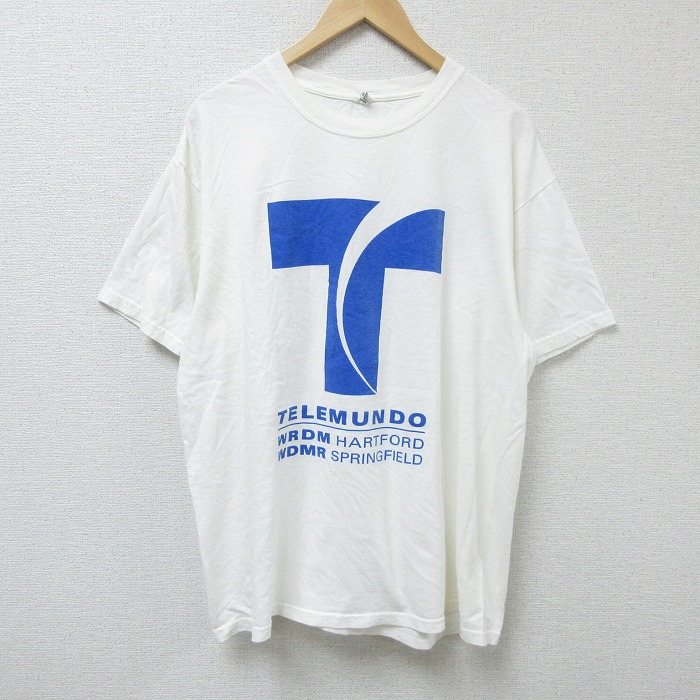 XL★古着 半袖 ビンテージ Tシャツ メンズ 00年代 00s TELEMUNDO コットン クルーネック 白 ホワイト 25apr23 中古