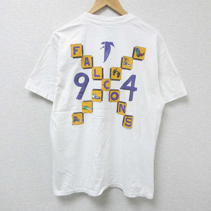 L★古着 ヘインズ Hanes 半袖 ビンテージ Tシャツ メンズ 90年代 90s ファルコンズ コットン クルーネック 白 ホワイト 【spe】 25apr23 中古