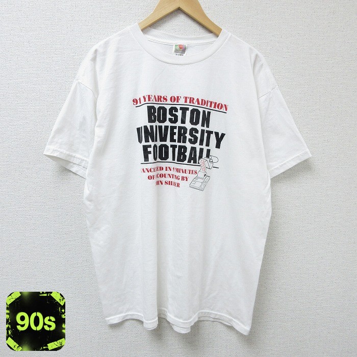 フルーツオブザルーム 90s 半袖Tシャツ ボストン大学フットボール ホワイト XL | 古着