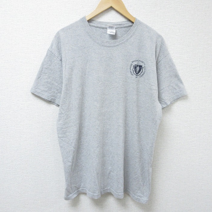 XL★古着 半袖 ビンテージ Tシャツ メンズ 00年代 00s マサチューセッツ クルーネック グレー 霜降り 25apr23 中古