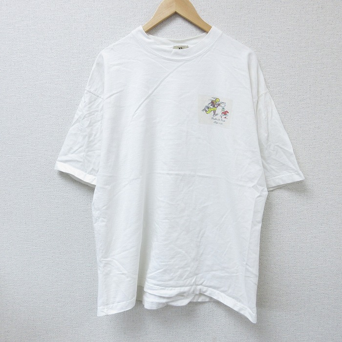 XL★古着 半袖 ビンテージ Tシャツ メンズ 90年代 90s 鳥 フットボール 大きいサイズ クルーネック USA製 白 ホワイト 25apr23 中古