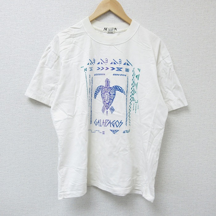 L★古着 半袖 ビンテージ Tシャツ メンズ 00年代 00s カメ コットン クルーネック 白 ホワイト 25apr23 中古