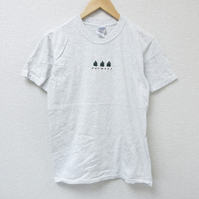 S★古着 半袖 ビンテージ Tシャツ メンズ 00年代 00s バーモント 刺繍 クルーネック 薄グレー 霜降り 25apr23 中古