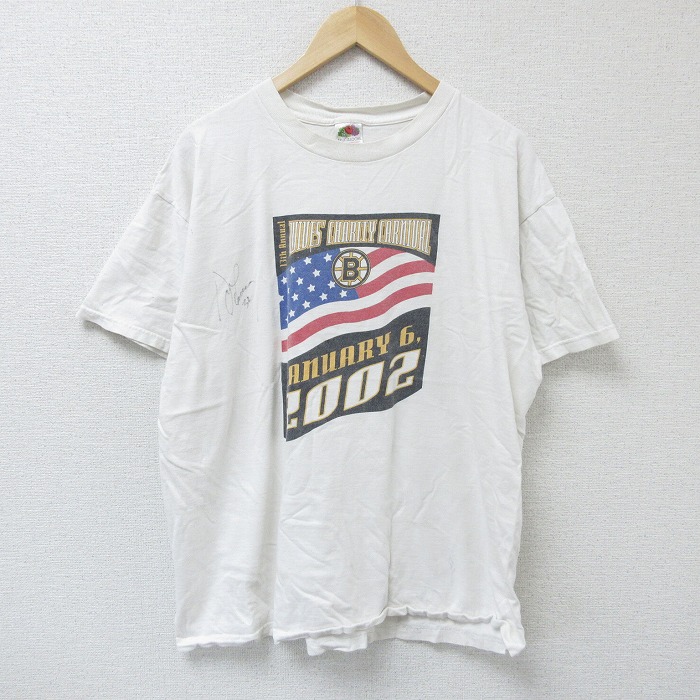フルーツオブザルーム 00s 半袖Tシャツ NHLボストンブルーインズサイン入り ホワイト XL | 古着