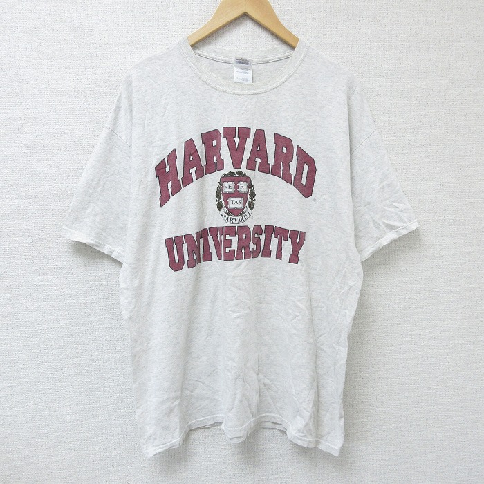 XL★古着 半袖 ビンテージ Tシャツ メンズ 00年代 00s ハーバード 大学 大きいサイズ クルーネック 薄グレー 霜降り 25apr23 中古