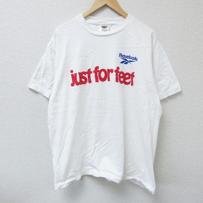 XL★古着 オニータ ONEITA 半袖 ビンテージ Tシャツ メンズ 00年代 00s リーボック REEBOK just for feet コットン クルーネック 白 ホワイト 25apr23 中古