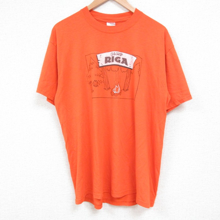 ジャージーズ 00s 半袖Tシャツ CAMP RIGA オレンジ L | 古着