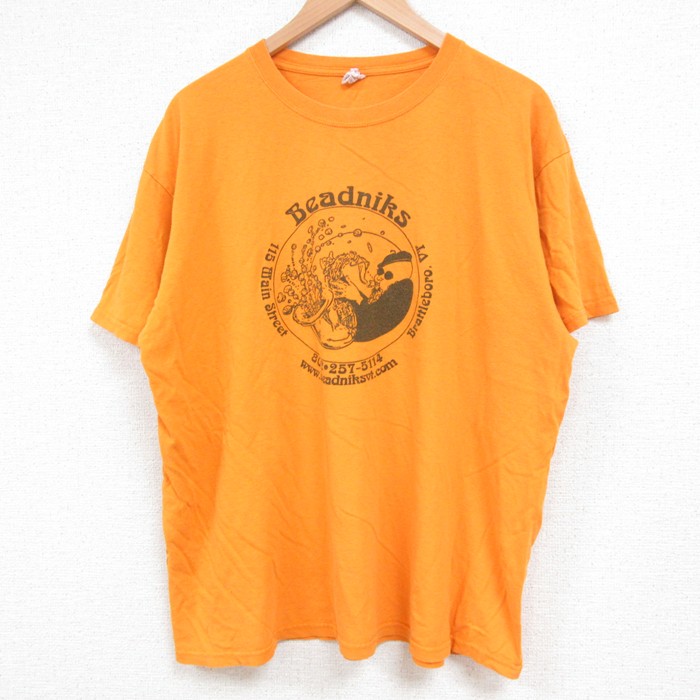 XL★古着 半袖 ビンテージ Tシャツ メンズ 00年代 00s Beadniks コットン クルーネック 濃黄 イエロー 25may24 中古