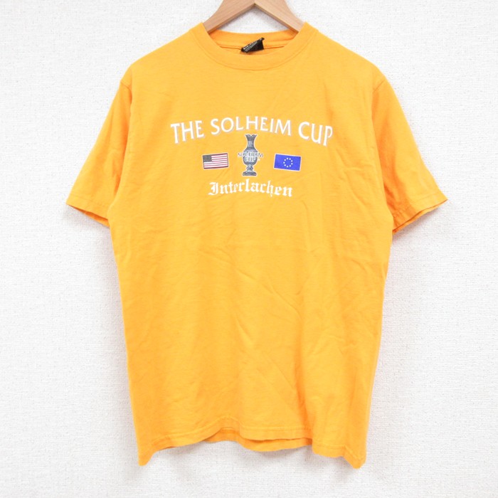 【50%OFF】L★古着 半袖 ビンテージ Tシャツ メンズ 00年代 00s SOLHEIM CUP コットン クルーネック 黄 イエロー 25may24 中古