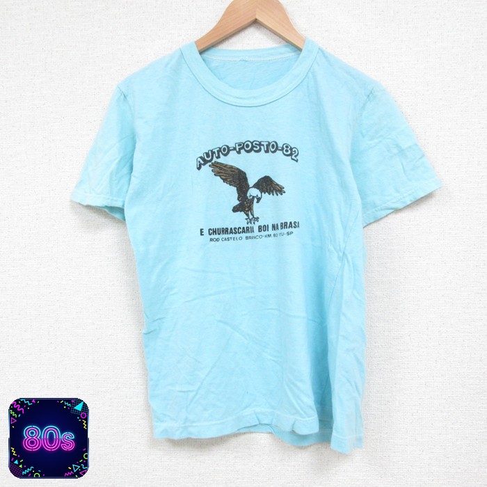 【50%OFF】80s 半袖Tシャツ 鳥染込プリント ライトブルー S | 古着