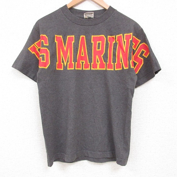 M★古着 半袖 ビンテージ Tシャツ メンズ 00年代 00s ミリタリー USマリーンズ クルーネック 濃グレー 霜降り 25may26 中古