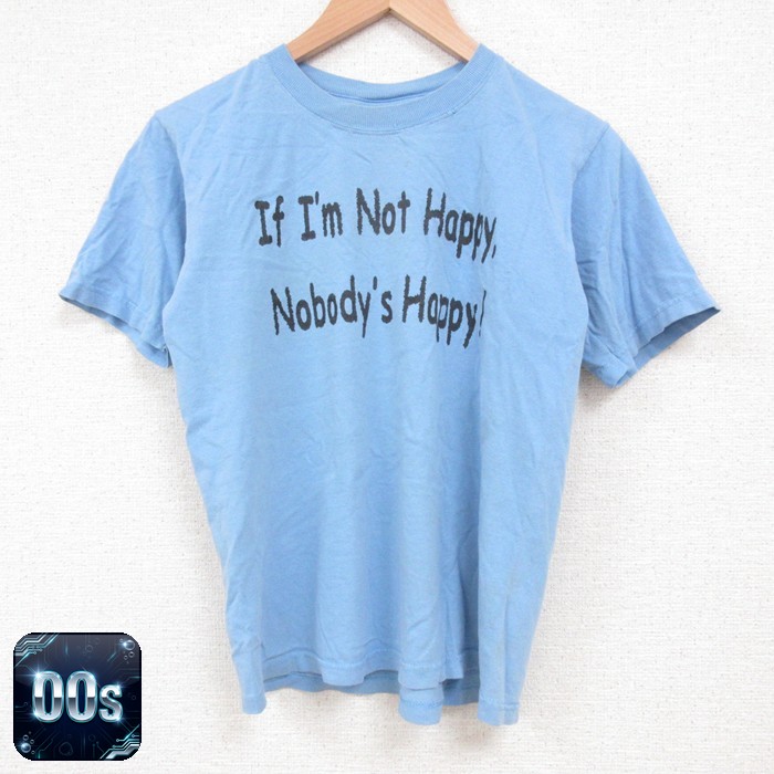 00s 半袖Tシャツ HAPPY ライトブルー M | 古着