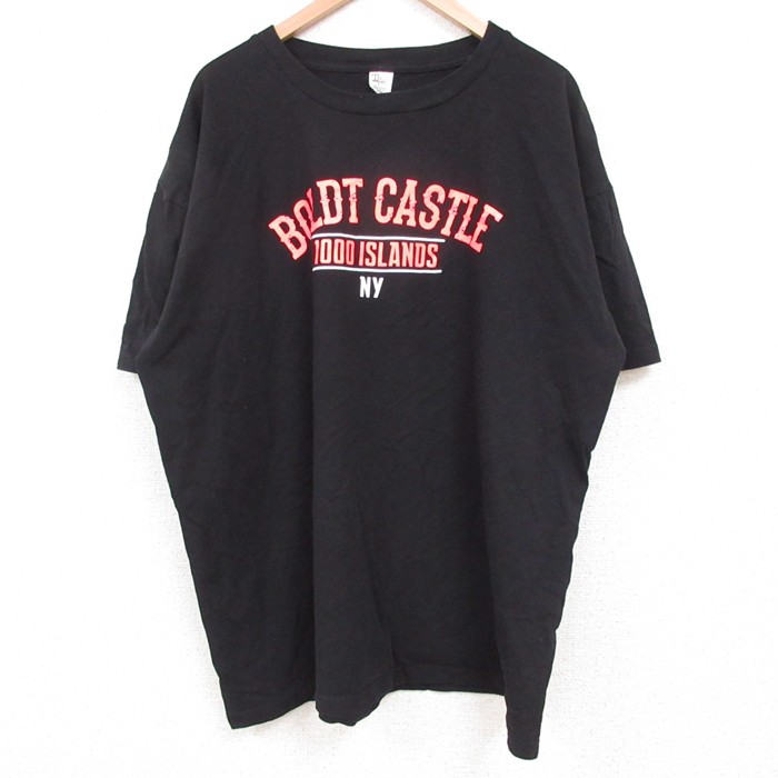 XL★古着 半袖 ビンテージ Tシャツ メンズ 90年代 90s ボルト城 大きいサイズ コットン クルーネック USA製 黒 ブラック 25may26 中古