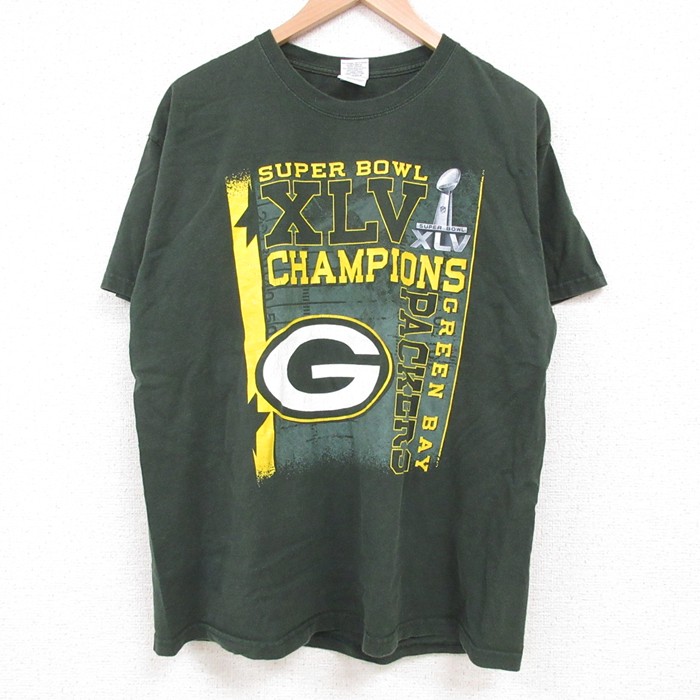 【50%OFF】L★古着 半袖 ビンテージ Tシャツ メンズ 00年代 00s NFL グリーンベイパッカーズ フランクゾンボ ヤリウスウィン コットン クルーネック 緑 グリーン アメフト スーパーボウル 25may26 中古