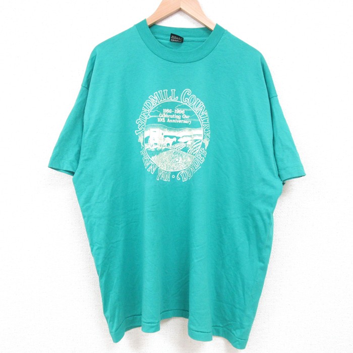 XL★古着 フルーツオブザルーム 半袖 ビンテージ Tシャツ メンズ 90年代 90s 畑 ダンディ 大きいサイズ クルーネック USA製 青緑 25may26 中古