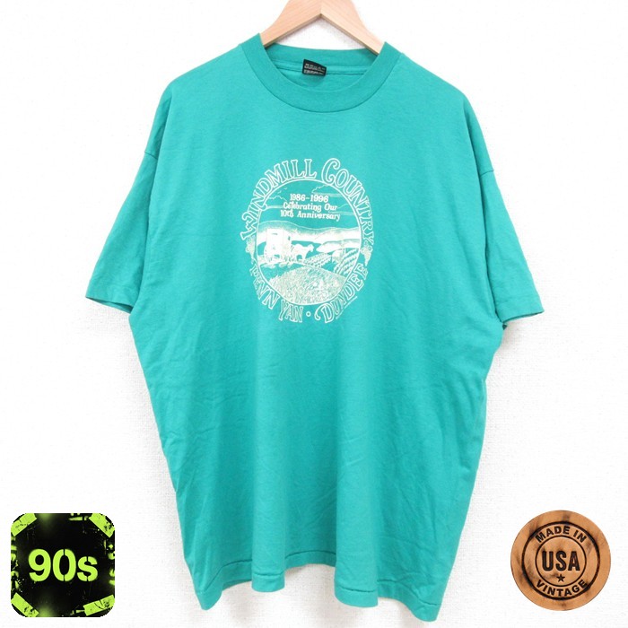 【50%OFF】フルーツオブザルーム 90s 半袖Tシャツ 畑 ブルーグリーン XL | 古着