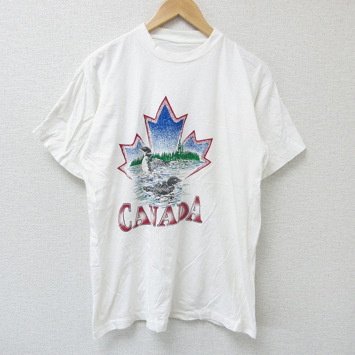 L★古着 半袖 ビンテージ Tシャツ メンズ 90年代 90s カナダ クルーネック 白 ホワイト 25jun07 中古